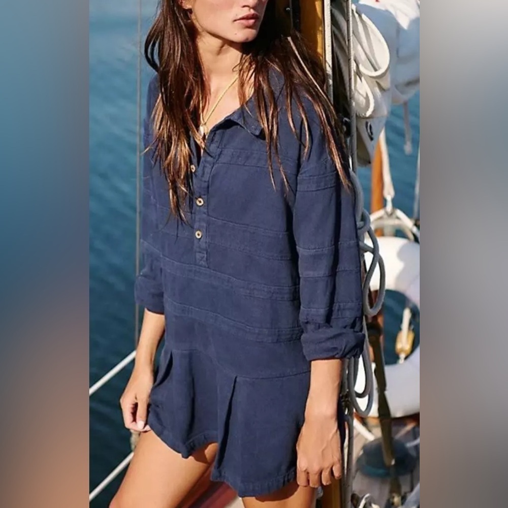 NWOT FREE PEOPLE FREE-EST BLUE CHECKIN' IN MINI DRESS Size Medium
